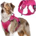 rabbitgoo Tactical Dog Harness Medium Sized Dog, No Pull Military Service Vest with Handle & Molle, Easy Control for Training Walking, Adjustable Reflective Straps, Rose Red, M