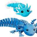 3D Printed Axolotl Set  7-Inch & 4.5-Inch, Durable, Multi-Color, Articulated, Ideal for Display & Play (Ice Blue)