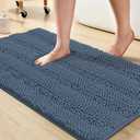 Turquoize Luxury Chenille Bath Rug for Bathroom Rugs Extra Absorbent Bath Mat Non Slip Microfiber Shower Rugs for Bathroom Microfiber Shaggy Carpet Rug Size, 20"x 32", Blue Indigo