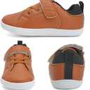 WateLves Toddler Little Kid Wide Barefoot The First Walking Shoes Girls Boys Leather Uniform Dress Shoes Lightweight Splay Naturally Minimalist Sneakers (Brown)