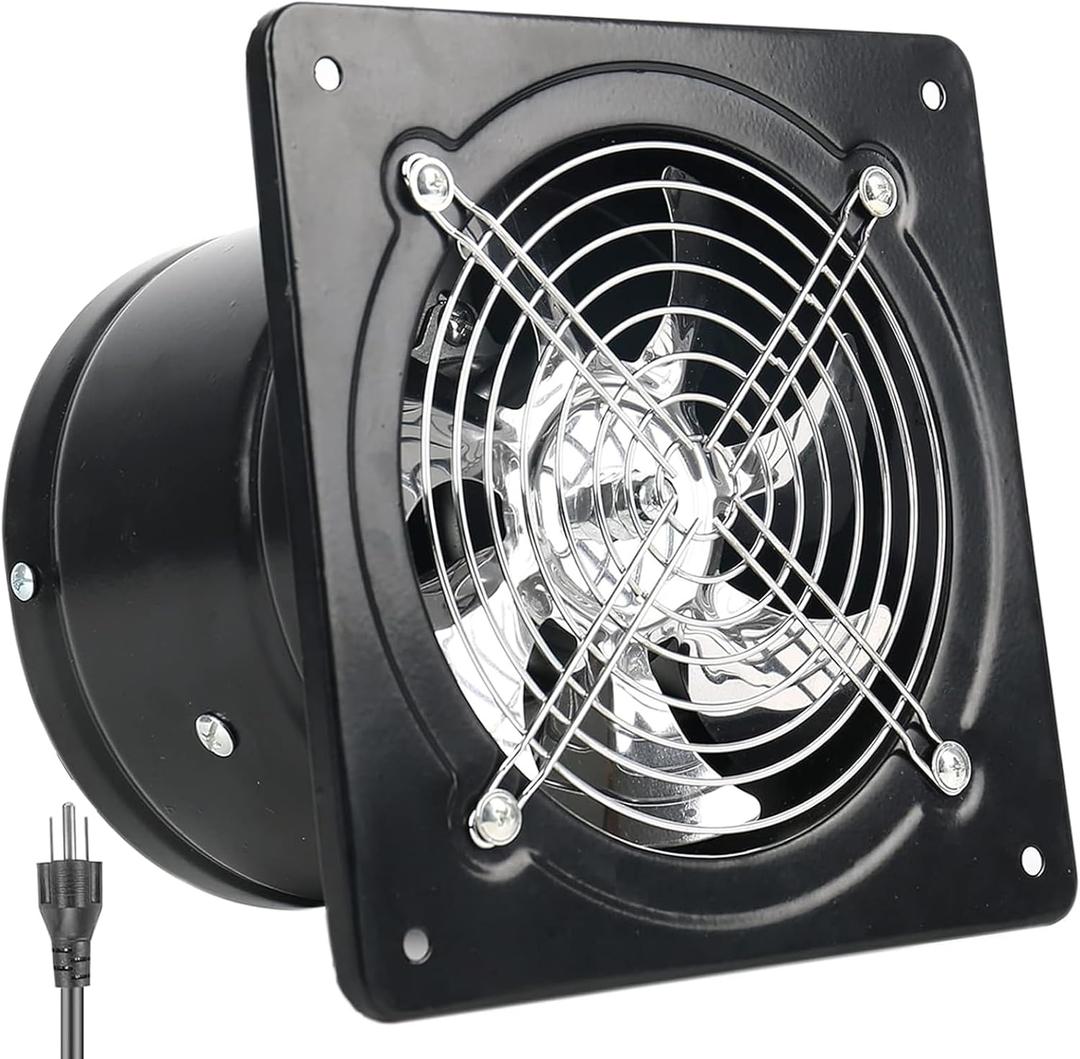 12Inch Exhaust Fan with Plug, 1558CFM Through-the-Wall Ventilation Fan with Light Weight Pure Copper Motor, for Laundry Room, Toilets, Garage, and Shopping Mall, 110V (12 inch, black)
