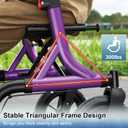 MAXWALK Walkers for Seniors, Rollator Walker with Seat, 12" Big Rubber Wheels All Terrain Rollator Walker with Backrest, Built-in Cable, Cup Holder, Foldable and Height Adjustment for Seniors, Purple