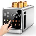 Toaster 4 Slice Long Slot for Bagels & Artisan Bread, Digital Smart Touch Screen with Memory Function & Single-Slice Modes, 6 Toast Settings & 5 Bread Types, Defrost & Reheat, Stainless Steel