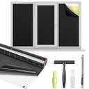 Kromapolis Blackout Window Privacy Film Total Light Blocking Room Darkening Window Covering, Removable Static Cling Frosted Glass Tint, Non-Adhesive, Black 23.6'' x 78.7''