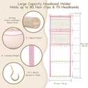 Headband Holder, 17x50in Bow Holder for Girls Hair Bows W/ 2 Mesh Pockets & 24 Metal Hooks, Baby Headband Bow Organizer, Wall Hanging Hair Accessories Storage for Toddler Room Nursery Decor(Pink)