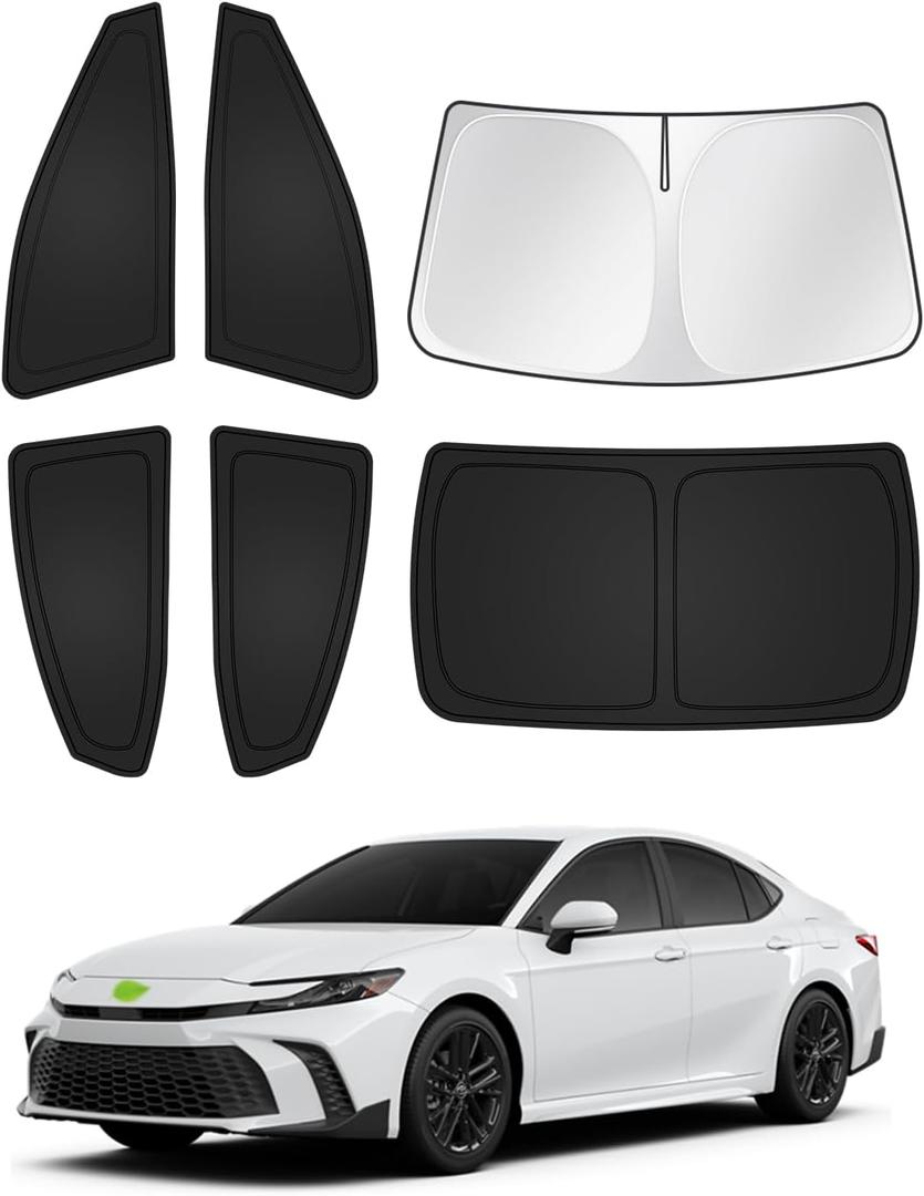 Sunshades for 2025 2026 Toyota Camry Accessories Windshield Sun Shade Side Rear Window Shade Cover Sun Visor Shield Privacy Protection Keep Vehicle Cool Black 6PCS