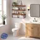 QEEIG Bathroom Shelves 24 inches Long - Floating Shelf for Wall Over Toilet Paper Storage Basket Farmhouse Set of 3, Rustic Brown (019-60BN3)