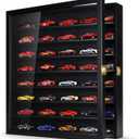 TJ.MOREE Model Car Display Case 1/64 Scale Diecast Wall-Mounted for Mini Toys and Small Wheels, Black (Medium-8Tier)