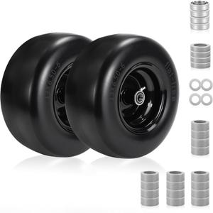 2PC 13x6.50-6 Flat Free Tire And Wheel, Universal 3/4" Bearings & Extra 5/8" Bearings, Lawn Mower Tires, 550Lbs Load Capacity, Front Tires For Zero Turn Mowers Adjustable Center Hub (4" to 8.2").