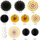Black-Gold Graduation Party-Decorations - 33pcs Kits Banner, Streamers Tassel Garland,Tissue Pom Poms Honeycomb, Paper Lantern Fans,Wedding New Year Birthday Baby Shower Decor Hugtmr