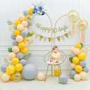 Romantic Garden Wedding Arch Backdrop Stand Set of 2(7.2FT,6.6FT), Gold Flower,Balloon Metal Arch Stand for Party,Birthday, Baby Shower,Festivals and Garden Decor, Indoor/Outdoor Balloom Arch Frame