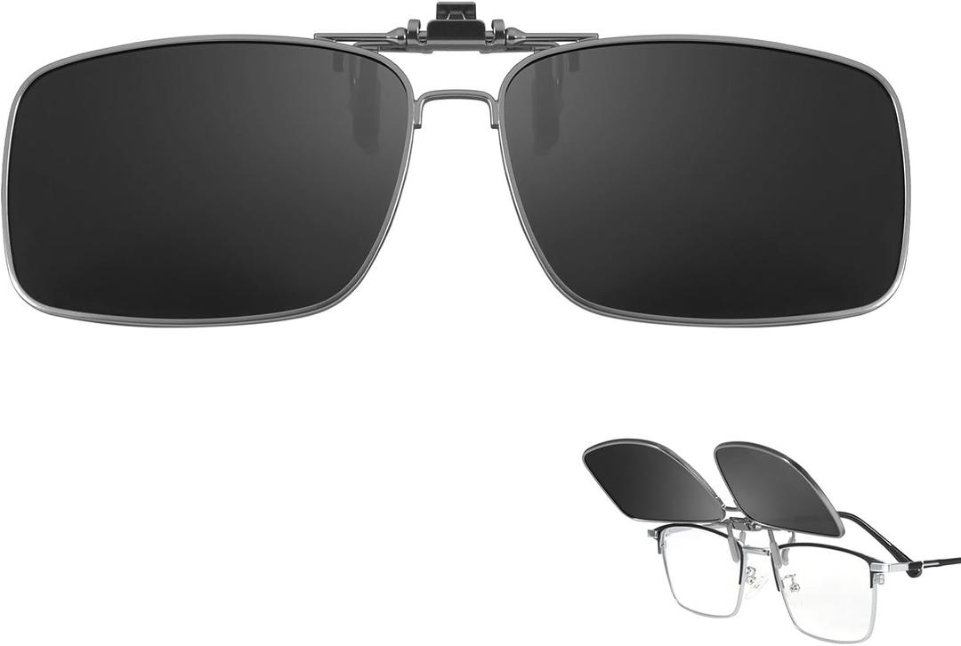 FIMILU Clips on Sunglasses Over Prescription Glasses for Men WomenPolarized Reduce Glare UV400 protection Metal Frame