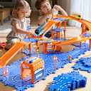 NIPLOOOW Puzzle Race Car Track Set for Kids 3-5, Floor Puzzle Track Car Set, Toddler Toys for 3 4 5 6 Years Old Boys, Toys Gift for Kids Boys Girls Age 3 4 5 6 7 8 Years Old, 12" x 8" x 3"