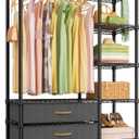 Ulif F3R Heavy Duty Clothes RackWith Lockable WheelsFreestanding Clothing Racks for Hanging ClothesAdjustable Closet Organizer SystemPortable Garment Rack 40"W x 15"D x 74"HMax Load 700LBSBlack