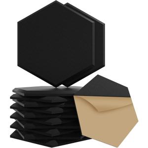 15 Pack Hexagon Self-Adhesive Sound Proof Foam Panels for Walls, Acoustic Panels 12" x 14" x 0.35" High Density Sound Absorbing Tiles for Home Studio, Office, Gaming Room & Theater