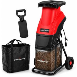 PowerSmart Electric Wood Chipper Shredder, 15-Amp|4500RPM Corded Wood Chipper for Branches Up to 1-5/8 Inch, Portable Yard Waste Shredder with 50L Collection Bag for Garden, Lawn & Landscaping Cleanup