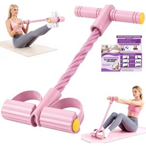Wysperix Foot Pedal Resistance Bands with Handles, 6-Tube Multifunction Exercise Bands, Durable Home Gym Fitness Equipment for Women & Men to Tone Abs, Core, Legs, Arms, Waist, Pink
