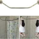 Sikaiqi Stretchable 304 Stainless Diamond Shaped Bathroom Bathtub Corner Shower Curtain Rod Rack (Diamond Shaped, Both Sides: 17"-25.6",Middle:20"-26)