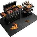Large 90 x 52 inches Under Grill Mats for Outdoor Grill | Double-Sided Fireproof | Waterproof | Oil-Proof | Easy to Clean | Indoor Fireplace/Fire Pit Mat | Premium BBQ Mat for Deck Patio Lawn
