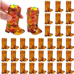 Aodaer 36 Pieces 1 OZ Brown Cowboy Boot Shot Glasses Mini Plastic Boot Shot Cups Western Cowboy Glasses Reusable Beer Mugs for Cowgirl Party Decorations Birthday Bachelorette Party Favors