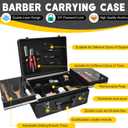 Barber Cases for Clippers and Supplies With Sliding Tray, Profesional Barber Travel Case, Travel Case Suitable for hairdressers, Makeup Artists,Barber Carrying Case with LockBlack