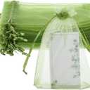 Xinjoduz 100 Pcs Small Mesh Bags Drawstring, Olive Green Organza Bags 4x6 Inches Jewelry Gift Pouches for Sachet, Jewelry, Candy, Fruits Protection Bag Wedding Birthday Christmas Party Favor