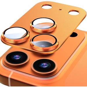 Suoman for iPhone 17 Pro Max Camera Lens Protector, [All-in-one Frosted] [Strong-Adhesion] Metal Frame Tempered Glass Camera Lens Cover-Orange