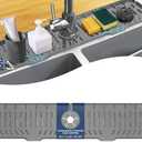 Kitchen Sink Faucet Splash Guard XXL Silicone Sink Faucet Drying Mat Faucet Handle Drip Catcher Tray, Dish Sponge Holder Kitchen Sink Accessories Protector Home Kitchen Organization Gadgets Organizer, Set of 4