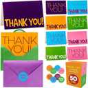 50 Pack Thank You Cards with Envelopes and Stickers, 4 x 6 Inch Blank Assorted Greeting Cards, Bulk Boxed Set for Kids, Students, Birthdays, Small Business, 10 Colorful Designs (Boys)