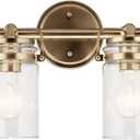 Kichler Brinley 4-Light Bathroom Vanity Light Fixture with Clear Glass in Champagne Bronze, Industrial Farmhouse Style for Mirror Lighting (32.5" x 10.25" x 6.75"), 45690CPZ, 32.25"
