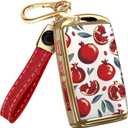 Lucrum Compatible with Mazda Key Fob Cover & Leather Keychain - TPU Case for 3, 6, CX-5 CX-9 CX-30 CX-50 CX-70 (2019-2025) (Pom Fresh)