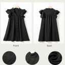 AlvaQ Womens Summer Dresses 2025 V Neck Ruffle Cap Short Sleeve Mini Dress Casual Flowy Pleated A Line Sundress with Pockets (Pink, XL)