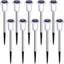 Gorrzai Solar Pathway Lights 10 Pack Christmas Solar Lights Outdoor Waterproof 6000K Cold White Yard Lighting, LED Stainless Steel Stake for Garden Outside Landscape Lawn Driveway Walkway Path