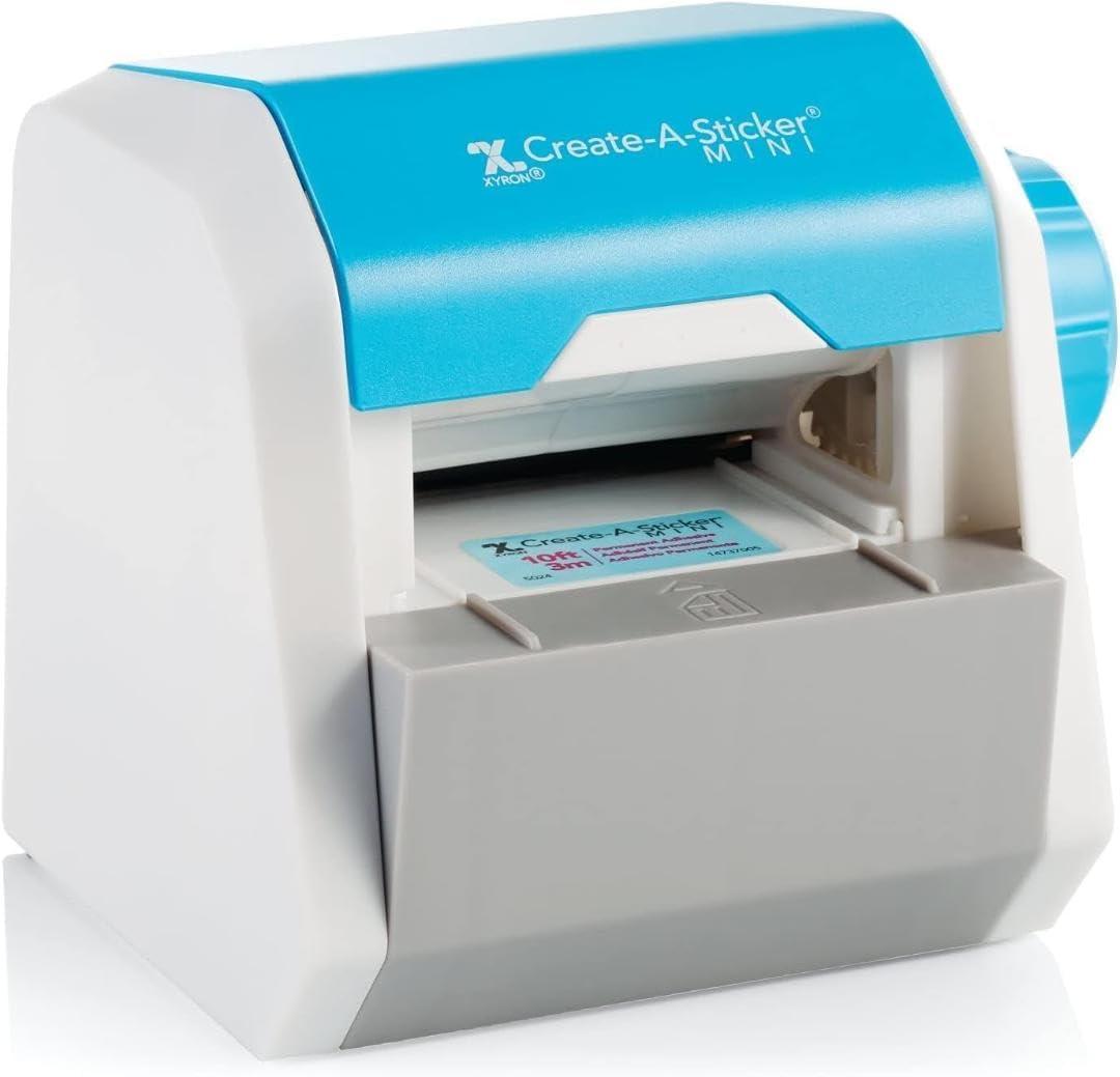 Xyron Create-A-Sticker, Mini, 2.5 Sticker and Label Maker Machine, Portable, Includes Permanent Adhesive, Pre-Loaded (XRN250-CFTEN)