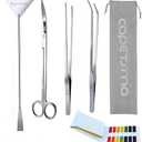 Capetsma Aquascape Tools, Long Stainless Steel Aquarium Plant Tools Aquarium Tweezers Scissors Spatula Tool Set Bonsai Kit Algae Scrapers Aquarium Cleaning Kit for Fish Tank Starter kit (Silver)