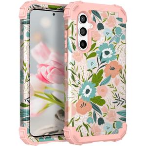 Hocase for Galaxy S24 FE Case, Heavy Duty Shockproof Protection Soft Silicone Rubber+Hard Plastic Bumper Hybrid Protective Case for Samsung Galaxy S24 FE (6.7") 2024 - Pink