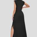 AUSELILY Women's V Neck Maxi Dresses, Straight-Cut Wrinkle-Free, Loose Split Sleeveless Vacation Dress with Pockets 2026