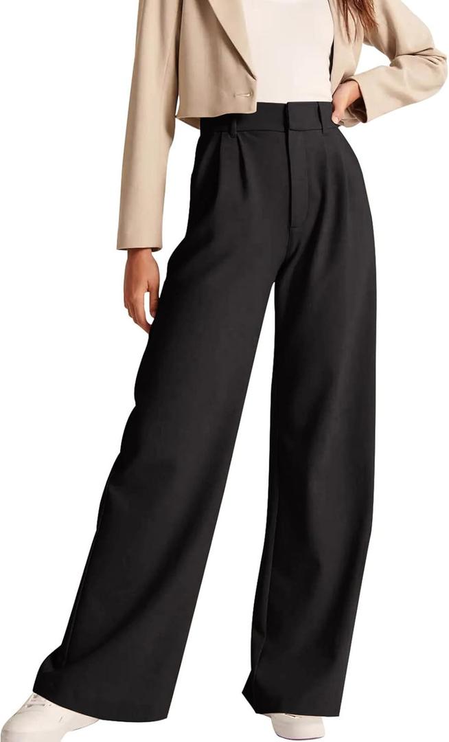 NIMIN High Waisted Work Pants for Women Business Casual Outfits 2026 Office Dress Pants Trousers with Pockets (Small Long, Black)