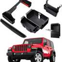 5PCS Center Console Organizer for 2018-2023 Jeep Wrangler JL JLU and Gladiator JT Accessories, Gear Shift Tray, Hanging Storage Box, Armrest Hidden Box, Passenger Side Grab Bar Tray, Not for JK (Black)