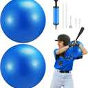 2 Pcs Connection Ball with Pump 9 Inch Pilates Baseball Softball Batting Trainer Improve Arm Action Hitting & Pitching Efficiency Connection Ball for Baseball (Blue)