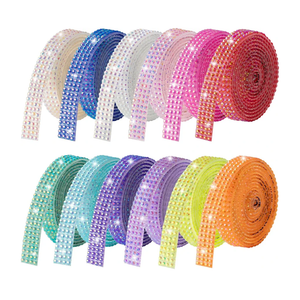 Rhinestone Ribbon Self Adhesive Crystal Rhinestones, 12-Rolls Bedazzling Strips, 12-Yard Rhinestone Strips for DIY Craft, Rhinestones for Crafting