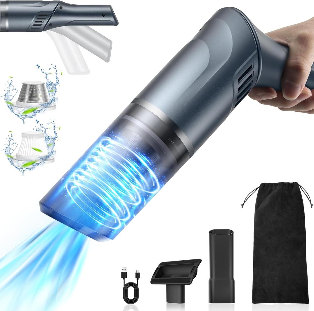 Handheld Vacuum Cordless, Car Vacuum Cordless Rechargeable 15000Pa High Power with Brushless Motor, Hand Vacuum Mini Vacuum Cleaner Portable Vacuum Cleaner for Car Home Cleanning (Navy Blue)