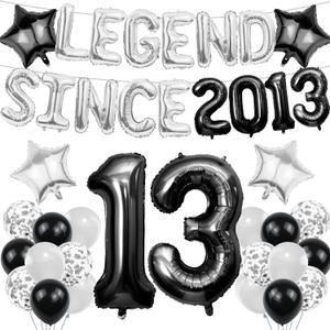 13th Birthday Decorations Balloons Boys - 39 Pcs Official Teenager Legend Since 2013 Letter Backdrop Banner Number 13 Star Foil Balloon Party Supplies for Thirteen Years Old Decoration Kit