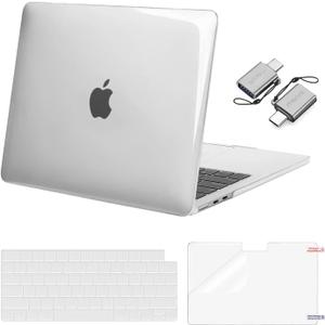 MOSISO Compatible with MacBook Air 13 inch Case 2025 2024 2023 2022 M4 A3240 M3 A3113 M2 A2681, Plastic Hard Shell&Keyboard Cover&Screen Film&Type C for MacBook Air 13.6 inch Case, Crystal Clear