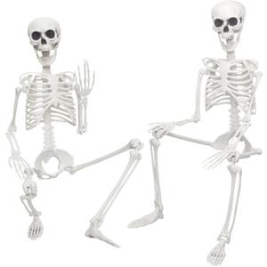 2Pack Skeleton Halloween Decor,3Ft Life Size Skeleton Full Body Plastic Human Bones for Halloween Decoration (2, Grey) (Gray)