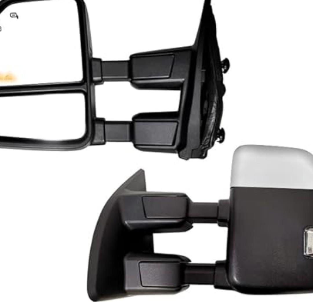 AERDM New Towing Mirror Chrome Cap with Temperature sensor Fit 1999-2016 Ford Super Duty F-250 F-350 F-450 F-550 with Turn Signal and Auxiliary Lamp