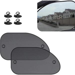 2 PCS Car Side Window Sun Shade, 25.5 x 14.9 Inch Mesh Sunshade with Suction Cups for UV and Heat Blocking, Universal for Most Cars, Trucks, SUVs (Black)