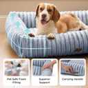 Bedsure ComfyFleece Cute Dog Bed Medium Size Dog - Washable Furry Puppy Beds, Rectangle Orthopedic Corduroy Fleece Pet Beds with Removable Zipper Cover, 30x24x8inches,Blue Indigo