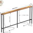 Keelian 102" Narrow Console Sofa Table - 2 Power Outlets & 4 USB Ports, Metal Frame, Rustic Brown, Perfect for Hallway, Office, and Behind Sofa - Easy Assembly, 4.9' Extension Cord Included