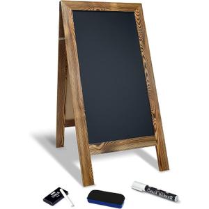 Better Office Products Magnetic A-Frame Chalkboard Sign, Extra Large 20" x 40", Standing Chalkboard Easel, with Chalk Marker + Chalk & Eraser, Sandwich Board Outdoor Sidewalk Sign,(Rustic Brown)